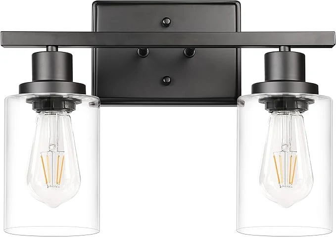 High-End Ascher 2-Light Wall Sconces Modern Vanity Light Fixture Black Finish Wall Refined