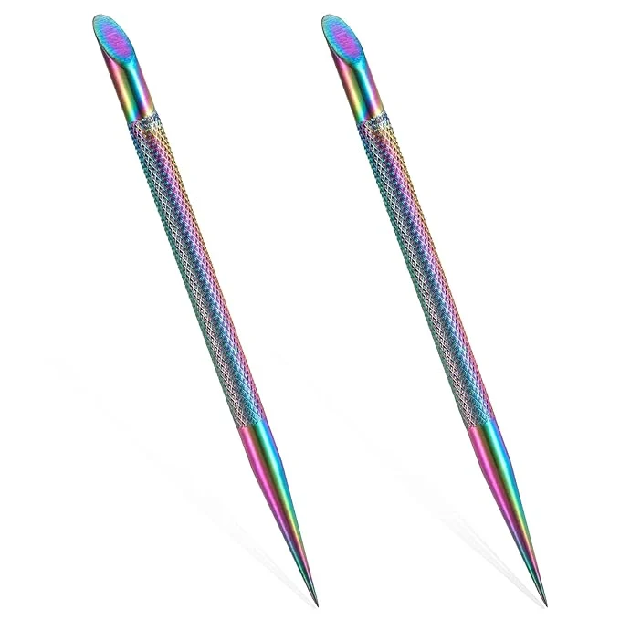 Powerful 2Pcs Stainless Steel Cuticle Pusher Portable Nail Cleaner Remover Dead Skin Eco-Friendly