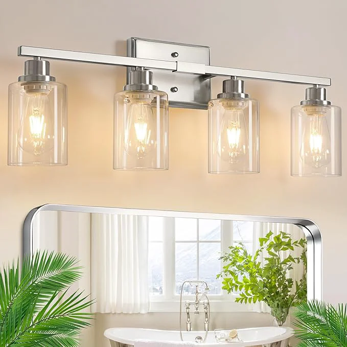 Crafted Ascher Bathroom Light Fixtures 4-Light Vanity Lights Sophisticated