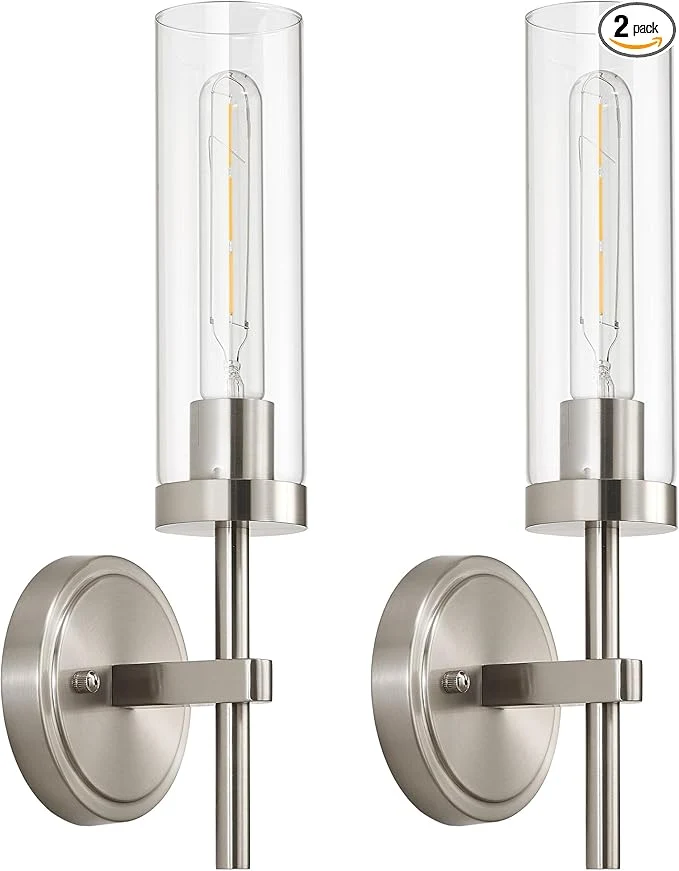 Casual SANTOSTOCK Brushed Nickel Hardwired Wall Sconces Set of 2 Modern Bathroom Clean