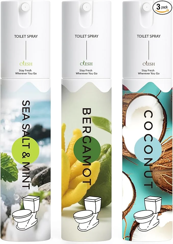 Functional Travel Size Toilet Spray Bathroom Odor Eliminator 3 Pack 1 fl oz Each Smart