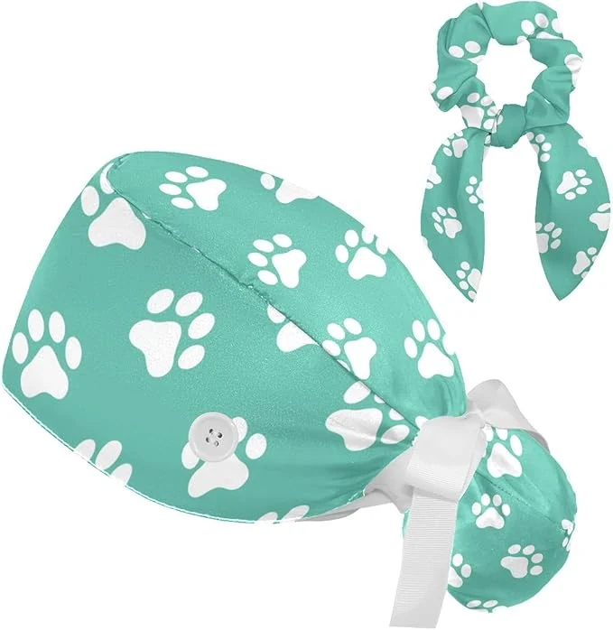 Official Adjustable Brown Dachshund Dog Blue Surgical Scrub Cap High-End