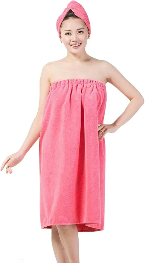 Elite FakeFace Women Absorbent Microfiber Bath Towel Body Wrap Set Gym Spa Robe Dry Natural