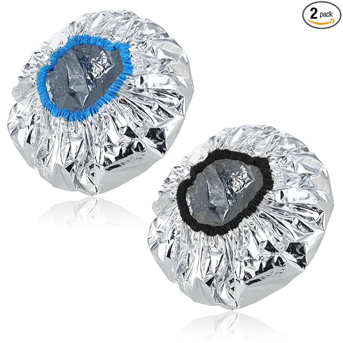Genuine 2 Pcs Aluminum Foil Deep Conditioning Hair Cap Reusable Heat Cap Minimalist