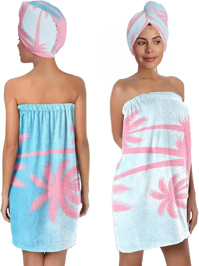 Practical Palm Tree Towel Wrap for Women Fashionable