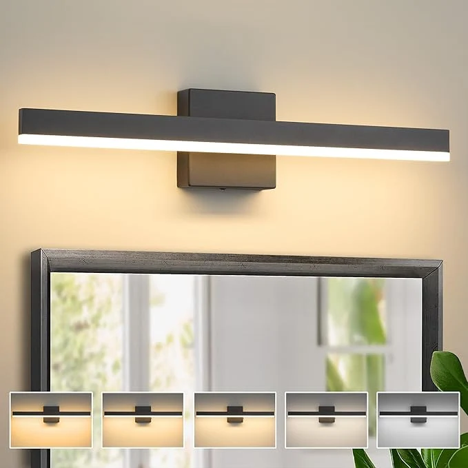 Original Black Bathroom Vanity Light 23.6 inch 20W Dimmable 5CCT LED Modern Bathroom Responsible