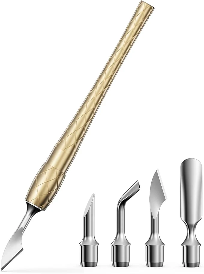Pure FERYES 4-in-1 Cuticle Pusher Tool-Curved Smooth Chisel Horseshoe Heads Detailed