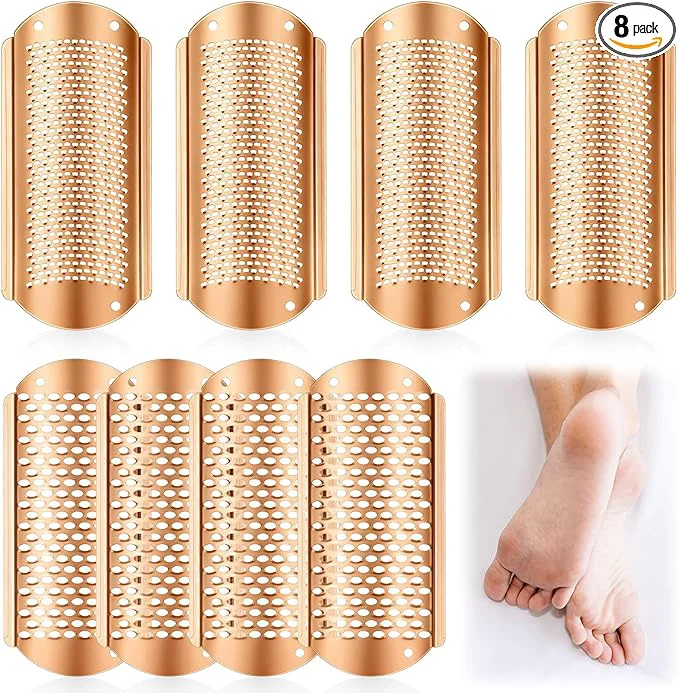 Premium Material Moxweyeni 8 Pack Rose Gold Foot File Callus Remover Blades Metal Advanced