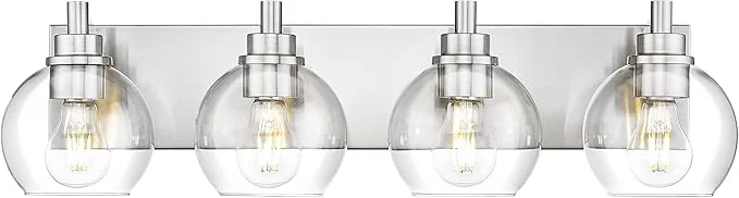 Exceptional Bathroom Light Fixtures 4 Light Brushed Nickel Vanity Light 26 Inch Modern Contemporary