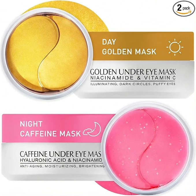 Fine Crafted Under Eye Patches Kit 120 Pcs Rosy Caffeine 24K Gold Gel Eye Mask Refined