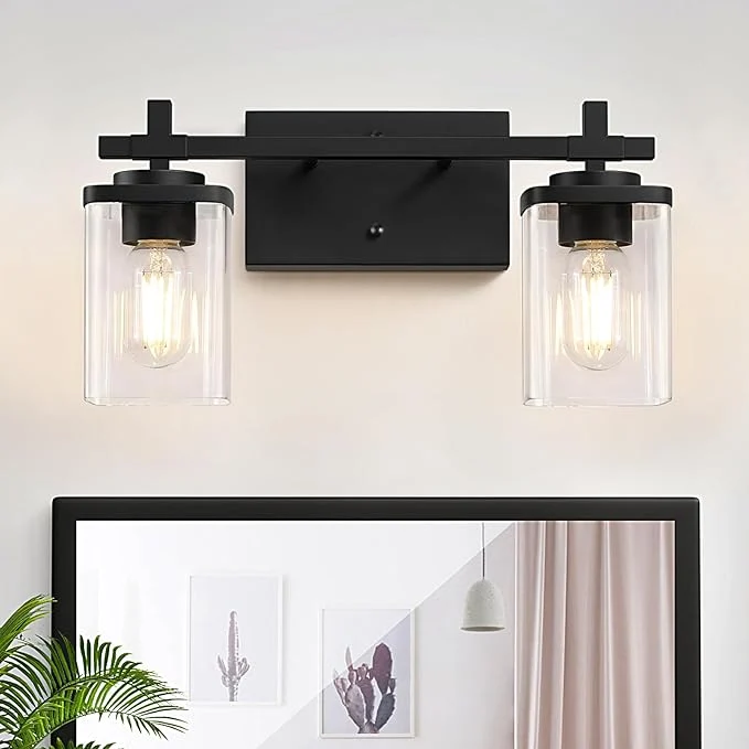 Sophisticated 2-Lights Bathroom Vanity Lights Matte Black Vanity Light Fixtures Over Mirror Healthy