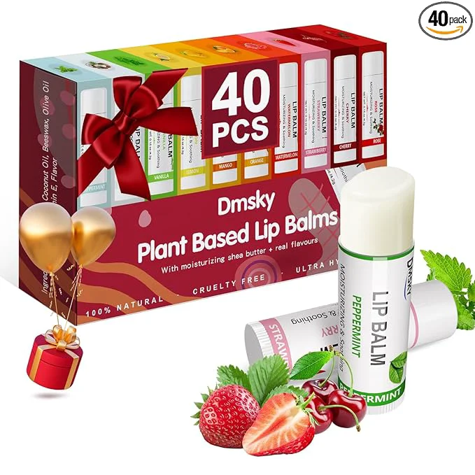 Carefully Designed 40 Pack Lip Balm Bulk Fruit Lip Balm Variety Pack Natural Moisturizing Balms Pure