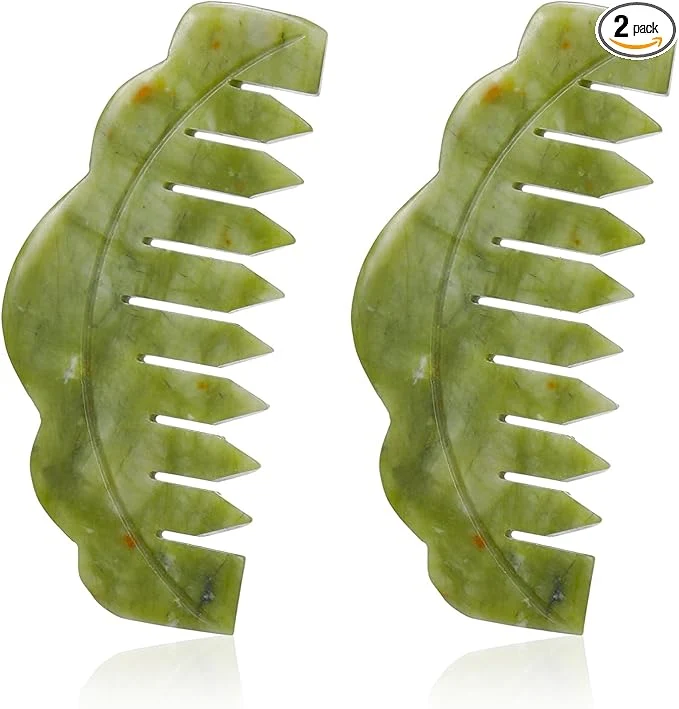 Elegant Geiserailie 2 Pcs Jade Combs Esthetician Supplies Massage Stone Hair Gua Sha Trusted