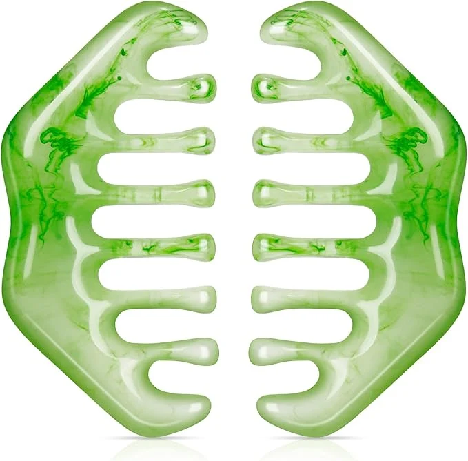 Proven Geiserailie 2 Pcs Jade Combs Esthetician Supplies Massage Stone Hair Gua Sha Natural