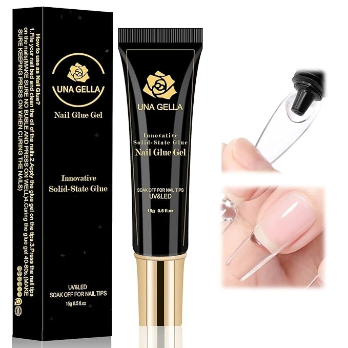 Original Design UNA GELLA Solid Nail Glue Gel 15ml Lamp Curing Needed Solid Soak Off U V LED Enhanced