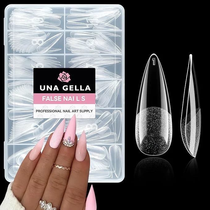 Professional UNA GELLA Long Stiletto Gel Nail Tips 216pcs Halloween Stiletto Almond Fake Artisan