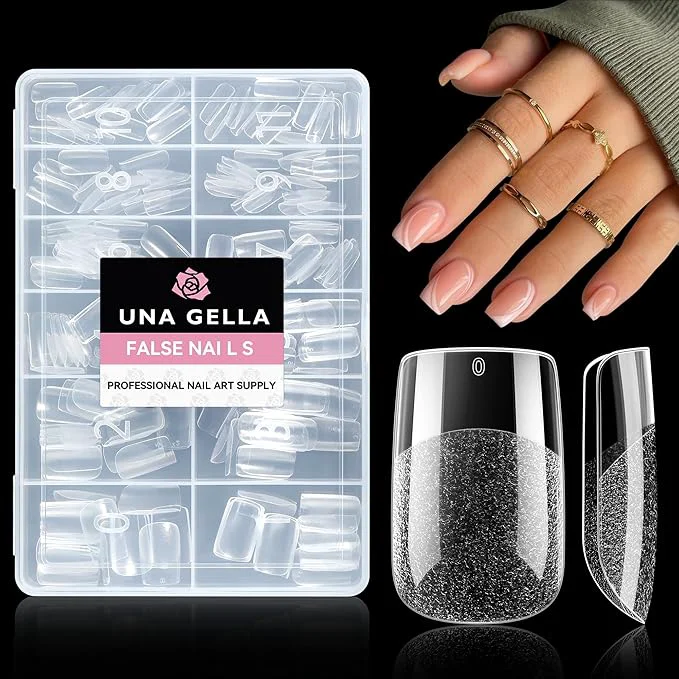 Top-Quality UNA GELLA Short Square Gel Nail Tips 216pcs Short Square Press on Nails Functional