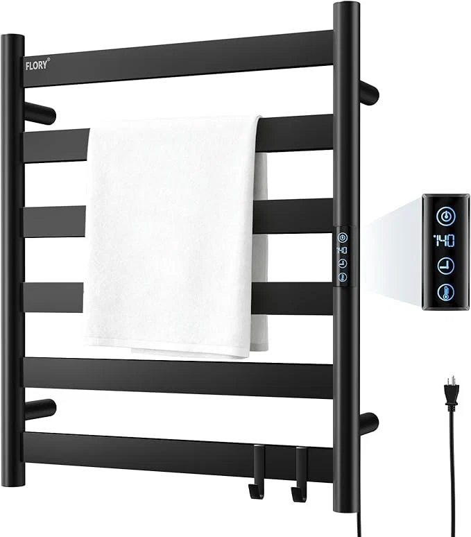 Luxury R FLORY Heated Towel Rack for Bathroom 6 Bar Wall Mounted Towel Warmer Racl Convenient