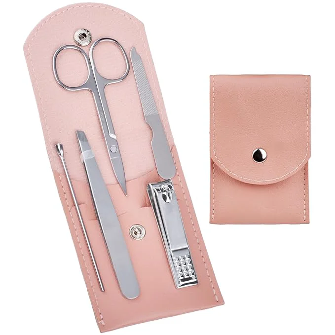 Original Design HANTEKAS Travel Manicure Set Professional Nail Clipper Kit-5 Pieces Stainless Versatile