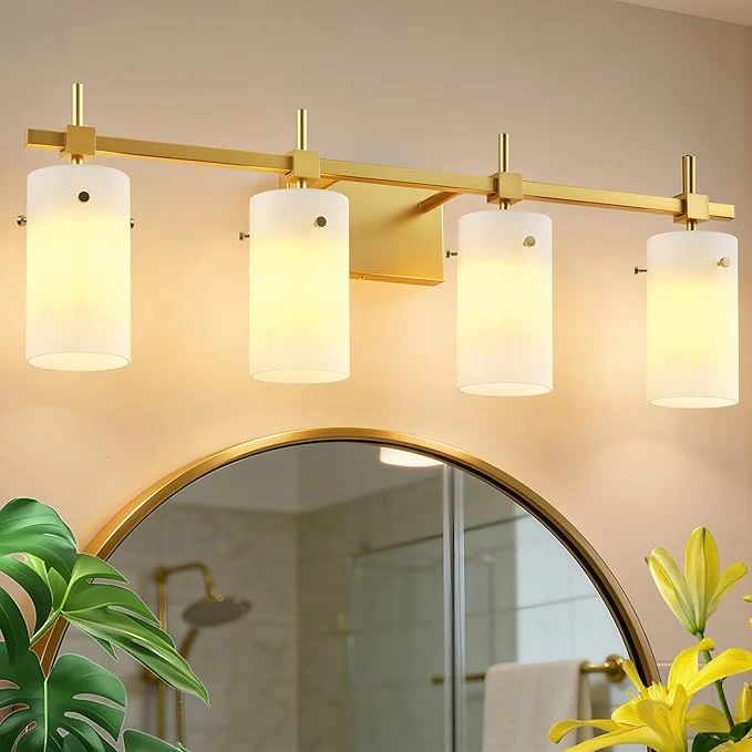 Comfortable SOLFART Bathroom Light Fixtures 4 Light Vanity Lights Powerful