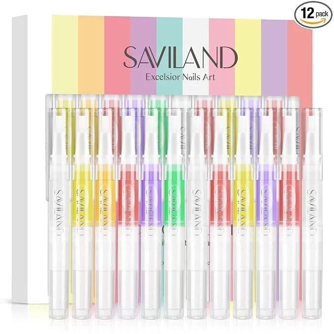 Verified SAVILAND Natural Cuticle Oil Pen 12PCS Revitalizing Cuticle Oil Lightweight