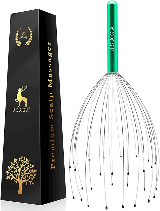 Soft USAGA 28 Fingers Head Scratcher Head Massager Scalp Massager High-Grade