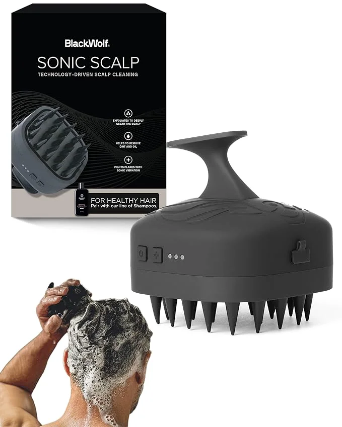 Refined Black Wolf Sonic Scalp Scrubber Easy-to-Use