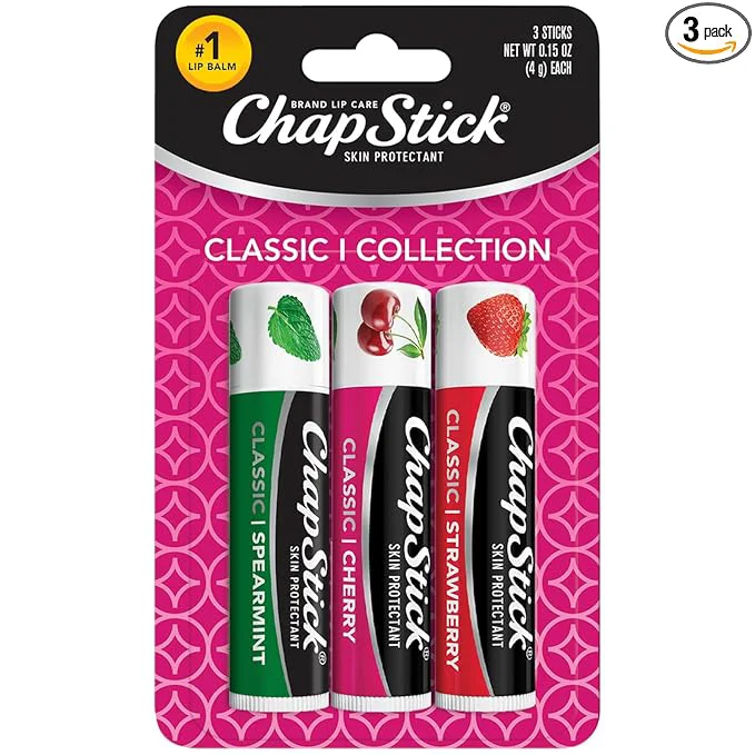 High-End ChapStick Lip Care Set Classic Collection 3-Pack – Spearmint and Strawberry Top-Quality