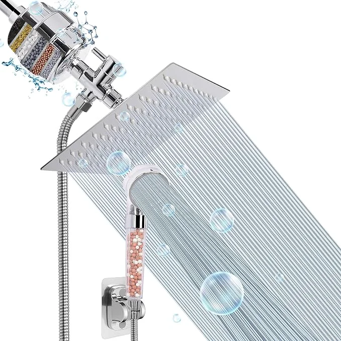 Official HarJue Filter Shower Head High Pressure 8 Inch Rainfull Artisan