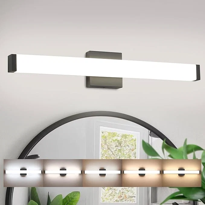 Sophisticated Bathroom Vanity Light Brushed Nickel Square LED 24 inch 14W 4000K Natural White Secure