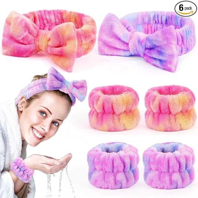 Organic 6 Pack Spa Headband with Wristbands Washing Face Facial Makeup Skincare Recyclable