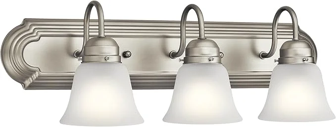 Casual Kichler 24 3-Light Vanity Bath Light in Brushed Nickel Modern Bathroom Light Prestigious