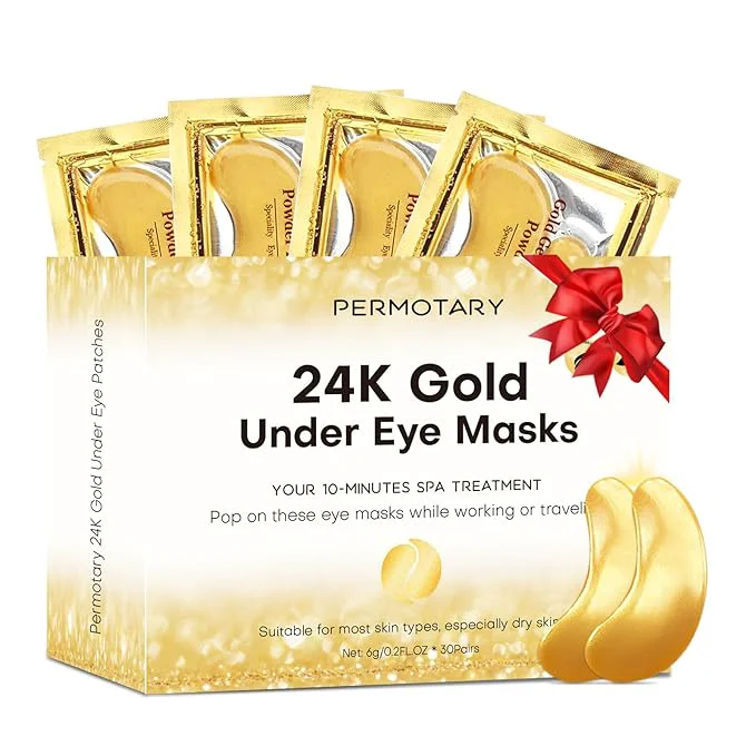 Stylish Permotary 30 Pairs Gel Crystal Collagen Under Eye Patches 24K Gold Eye Mask Top-Quality