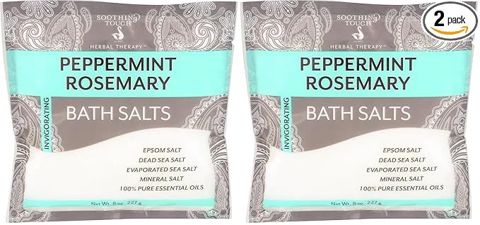 Next-Generation Soothing Touch Bath Salts Pouch Peppermint Rosemary 8 Ounce Healthy