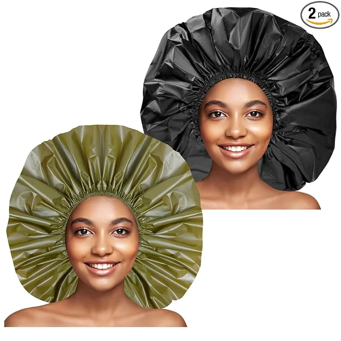 Recyclable Jumbo Size Shower Cap 2 PCS Waterproof Shower Caps Organic