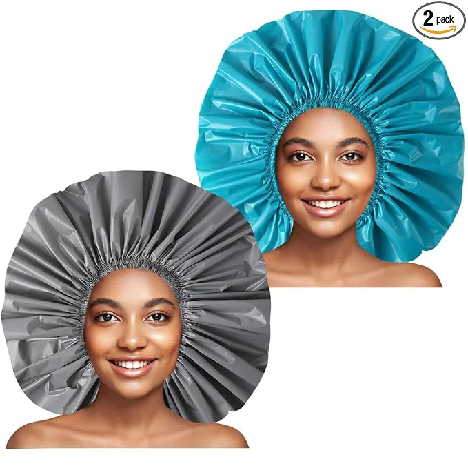 First-Class Jumbo Size Shower Cap 2 PCS Waterproof Shower Caps Recyclable