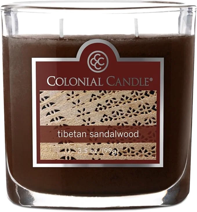 High-Performance Colonial Candle Tibetan Sandalwood Scented Jar Candle 2 Wick 3.5 oz Mottled Expertly Made