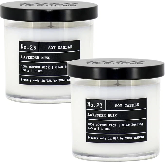 Organic Lulu Candles Lavender Musk Luxury Scented Soy Jar Candle Hand Poured in Lightweight