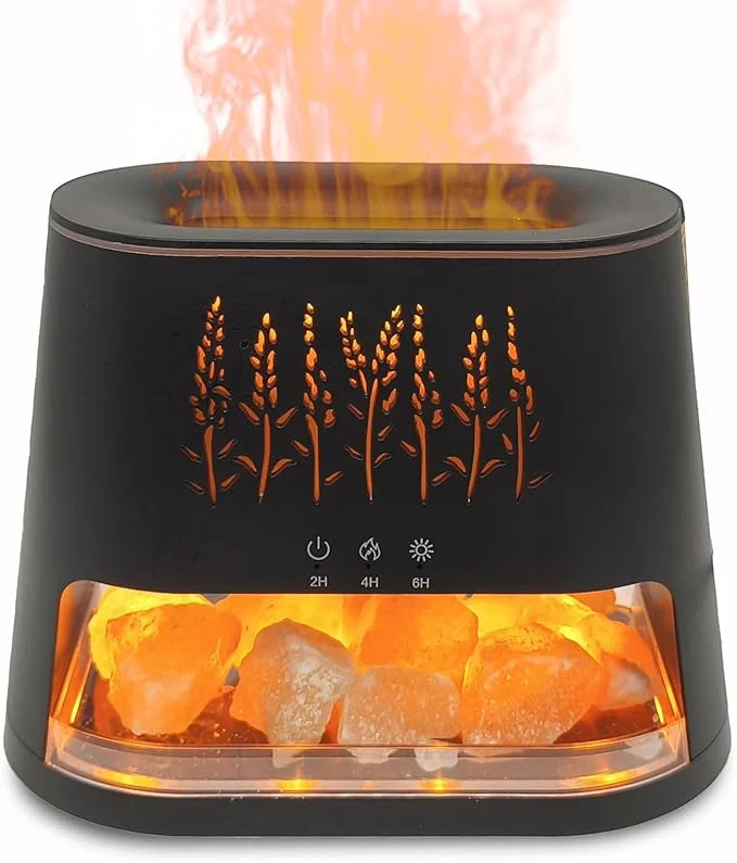 Secure Fireplace Flame Diffuser Himalayan Salt Lamp 8 Colors Aromatherapy Diffuser Optimized