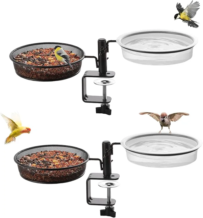 Soft 2 Pack Deck Bird Feeders Deck Mount Bird Bath Spa Green