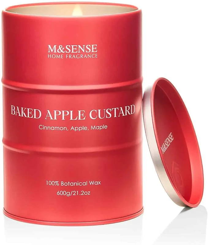 Secure M SENSE Baked Apple Scented Candles Large Natural Soy Candles 21.2oz 120 Hour Premium Material