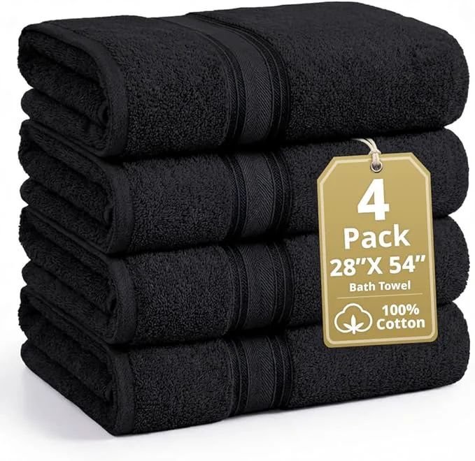 Lightweight LANE LINEN Cotton Bath Towels 4 Pack Elegant