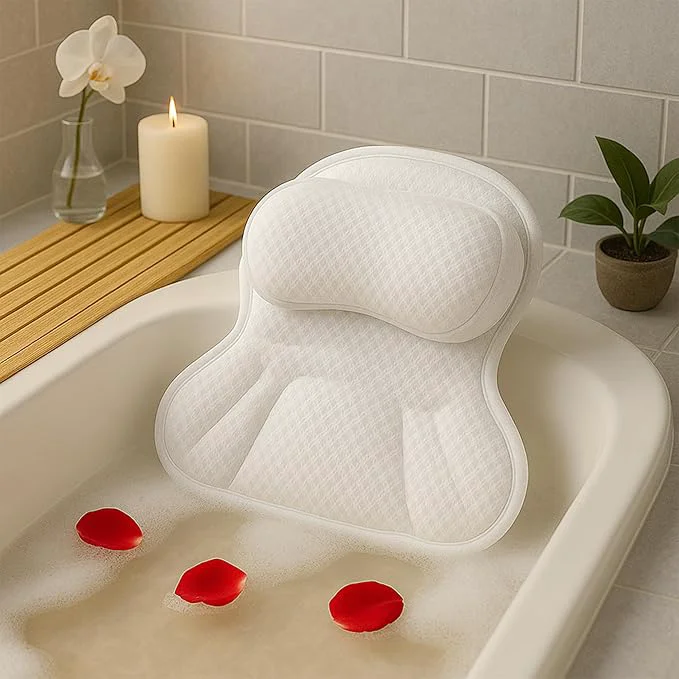 Trendy Luxury Bath Pillow for Tub – 4D Air Mesh Cushions Advanced