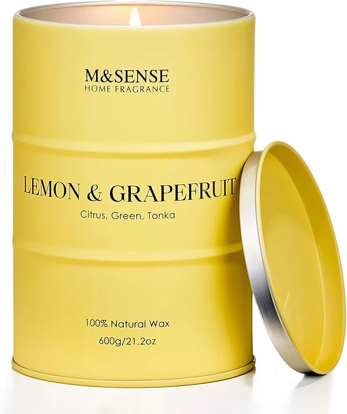 Expertly Made M SENSE Lemon Candle Large for Home Scented Lemon Soy Candles 21.2oz 120 Hour First-Class