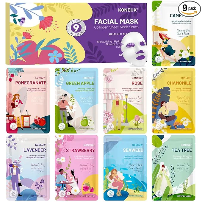 Responsible KONEUK 9 Pack Hydrating Face Masks Skincare Bulk Sheet Face Mask Artisan