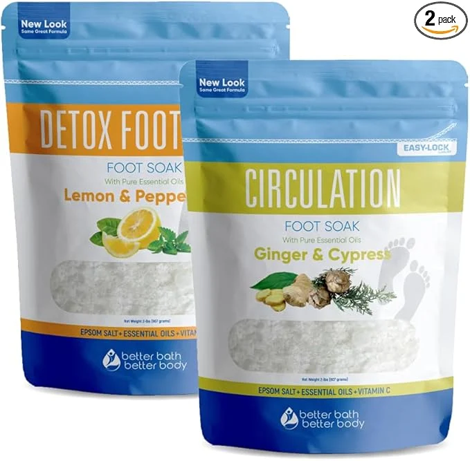 First-Class 2 Pack Foot Soak Salts Bundle for DIY Foot Spa Soft