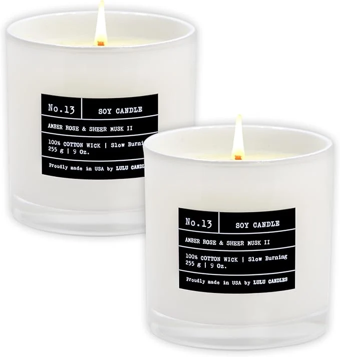 Recyclable Lulu Candles Amber Rose Sheer Musk II Luxury Scented Soy Jar Candle Long-Lasting