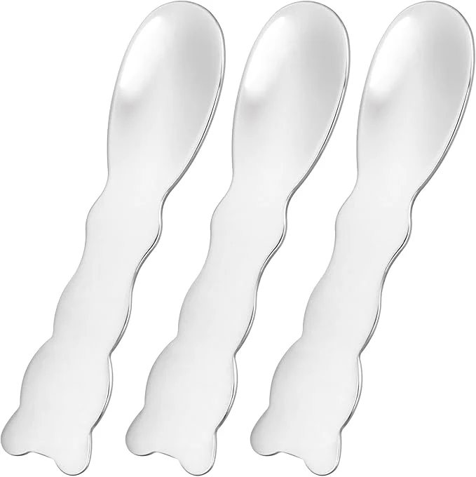 Secure Pndeyo 3pcs Mini Stainless Steel Makeup Spatula Reusable Cosmetic Cream Premium Material