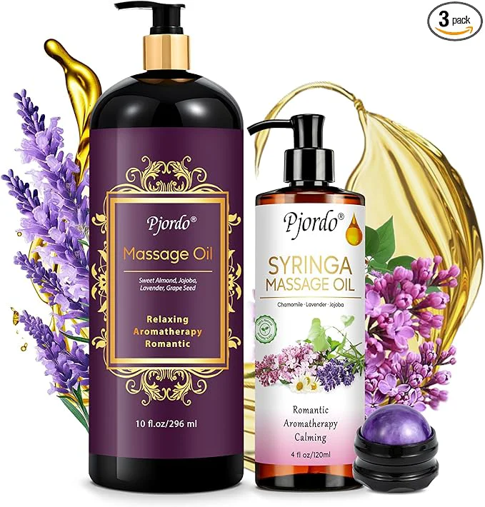 Superior Pjordo 2 Pack Massage Oil for Massage Therapy Lilac Oil Lavender Massage Oil Premium