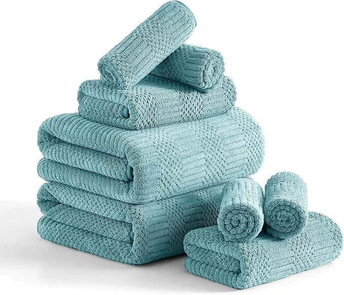 Soft 8 Piece Bath Towel Set-2 Oversized Bath Sheets 2 Hand Towels 4 Easy-to-Use